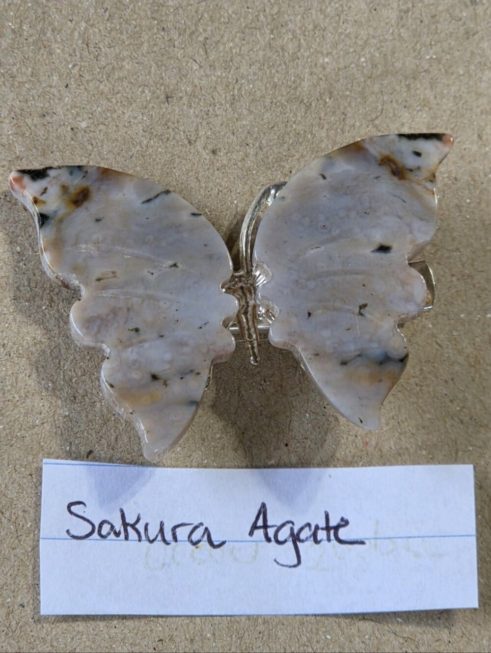 Sakura Agate/Flower Agate/Cherry Blossom Agate Butterfly Clip-Brooch-Hair Access